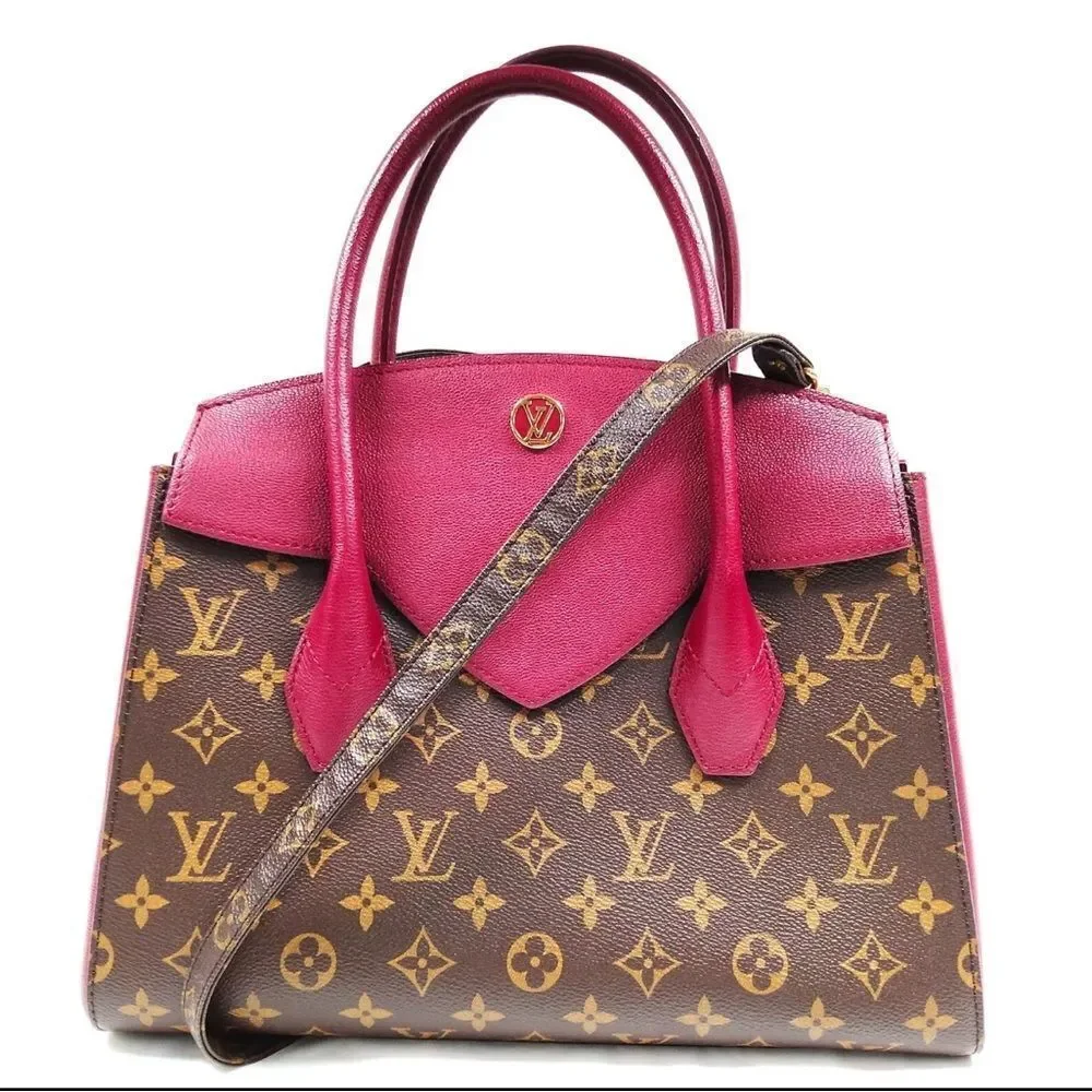 Auth Louis Vuitton Brown Maroon LV Florine Monogram 2way Satchel